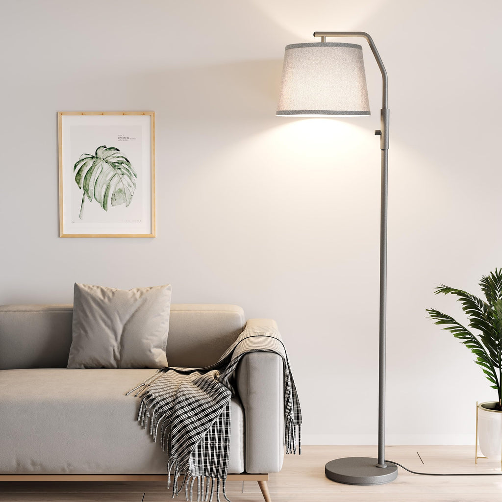 SUNMORY Floor Lamps for Living Room, 12W Bulb Included, Tall Lamp for Bedroom with Adjustable Head, Modern Standing Lamp, 0-100% Dimmable Arc Floor Lamp for Dining Room Office Nursery, Galaxy Gray
