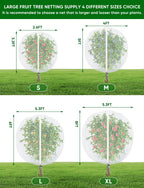 Fruit Tree Netting for Cicadas - with Zipper 4Pcs 5 x 4FT Garden Bird Netting for Blueberry Bushes with Drawstring,Insect Plant Protection Mesh Net Bags for Tomato,Cicada,Animals (4, 4 x 5 FT)
