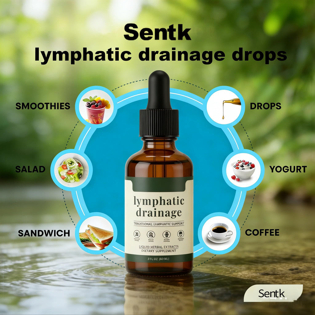 Sentk Organic Lymphatic Drainage Drops - 2 Pack Liposomal Herbal Blend Supports Lymph System, Reduces Swelling, Boosts Immunity & Vitality, Enhance Clarity, Portable Dropper Design, Liquid, 2 Fl Oz