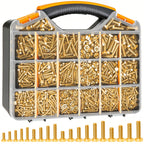 Twidec/1505PCS Metric Bolt Assortment M4/M5/M6/M8 Length from 12-40mm Grade 8.8 Hex Head Nuts and Bolts Assortment Kit,Heavy Duty Bolts and Nuts Kit, Flat & Spring Lock Washer Gold Zinc Plating