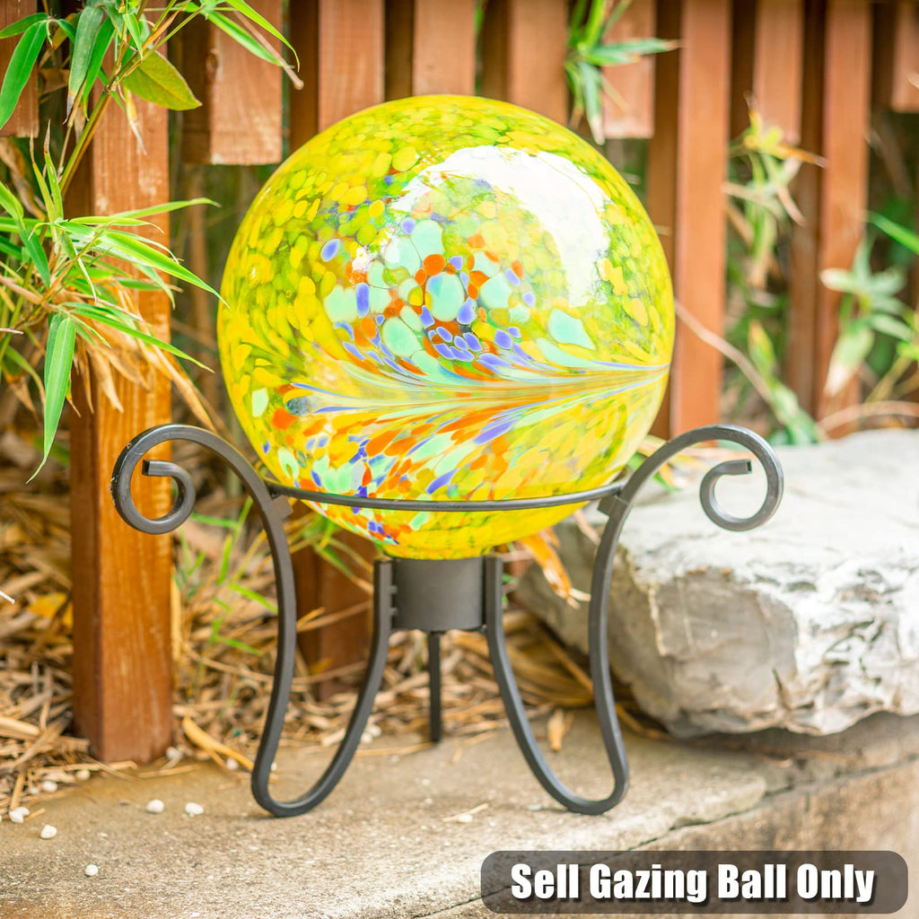 VCUTEKA Gazing Ball, Glass Gazing Balls Garden Globe Decor 10" Yellow