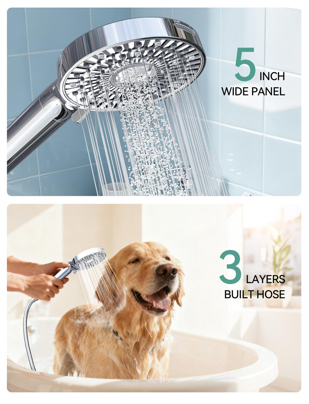 Magichome Filtered Shower Head with Handheld, High Pressure 10-Spd Detachable Chrome Showerhead with Stainless Hose, Water Softener Filter Beads for Hard Water - Remove Chlorine, Reduce Dry Itchy Skin