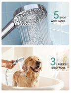 Magichome Filtered Shower Head with Handheld, High Pressure 10-Spd Detachable Chrome Showerhead with Stainless Hose, Water Softener Filter Beads for Hard Water - Remove Chlorine, Reduce Dry Itchy Skin