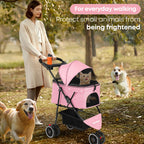 Pet Stroller,Dog Stroller for Small Medium Dogs Cats,3 Wheels,Foldable,with Breathable Mesh Canopy,Cup Holders,Easy Assembly,Pink