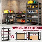 BEESTMUEBLE Garage Shelving, 3000 LBS Heavy Duty Metal Storage Shelves with Anti-Fall Rails, 5-Tier Adjustable Storage Rack for Garage, Warehouse, Basement, 35.4" W x 15.7" D x 72" H