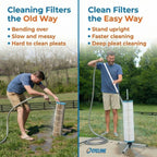 Cyclone Filter Cleaner – Patented Hose-Powered Spinning Pool Cartridge Filter Cleaning Tool with Stand & Spray Wand – Cleans 5X Faster – Fits 3”, 4”, 6” ID Filters