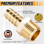 Ailbiuko 22Pcs Brass Hose Fittings, 3/8" Barb to 1/4" NPT, 1/4" Barb to 1/4" NPT Male, 1/8" 1/4" 3/8" 1/2" Barbed Air Hose Kit with 44Pcs Pipe Hose Clamps