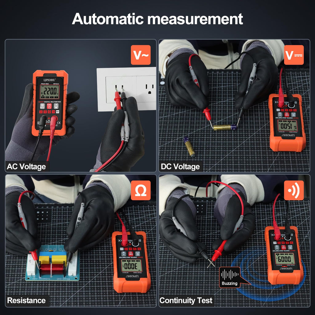 Digital Multimeter Volt Meter TRMS 4000 Counts Auto-Range NCV Voltage Multi Tester Smart Electrical Car Battery Voltmeter AC/DC Volt, Ohm Resistance, Continuity with Test Leads Large LED Backlight
