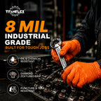 TitanFlex Heavy Duty Industrial Orange Nitrile Gloves, 8-mil, Gloves Disposable Latex Free with Raised Diamond Texture Grip, Powder Free, Rubber Glove, Mechanic Gloves,100-ct Box (XL)