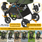 PAWZIDEA Pet Stroller 4 in 1, Foldable Cat Stroller with Detachable Carrier for Small Medium Dogs & Cats, Escape-Proof No-Zip Canopy, Lightweight Portable Travel Crate & Car Seat Combo, Storage Basket
