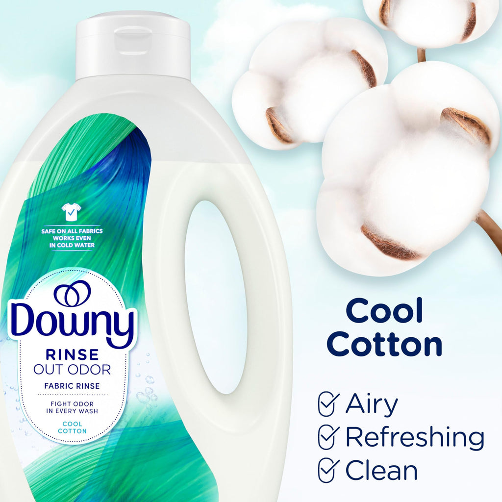 Downy Rinse Laundry Odor Remover, Cool Cotton Scent, 62 fl oz, Fabric Softener and Laundry Odor Removal Rinse, Fights Odors at the source, HE Compatible