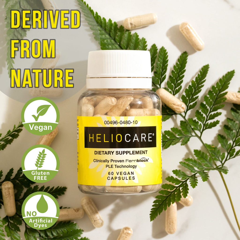 Heliocare Skin Care Dietary Supplement: 240mg Polypodium Leucotomos Extract Pills - Antioxidant Rich Formula with Fernblock and PLE Technology - 60 Veggie Capsules