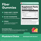 Physician’s Choice Fiber Gummies for Digestive Health & Regularity - Raspberry Lemon Flavor - No Sugar Added & Vegan - Natural Chicory Root Prebiotic Fiber - Daily Gummy for Adults, Women & Men - 60CT