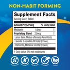 MidNite Back To Sleep Low Dose, 1.5 mg Melatonin Sleep Aid, Non-habit Forming, Herbal Dietary Supplement For Adults, Drug-free, Gluten-free, Lactose-free, Vegetarian, Vegan, 30 Quick Melt Tablets 2 ct