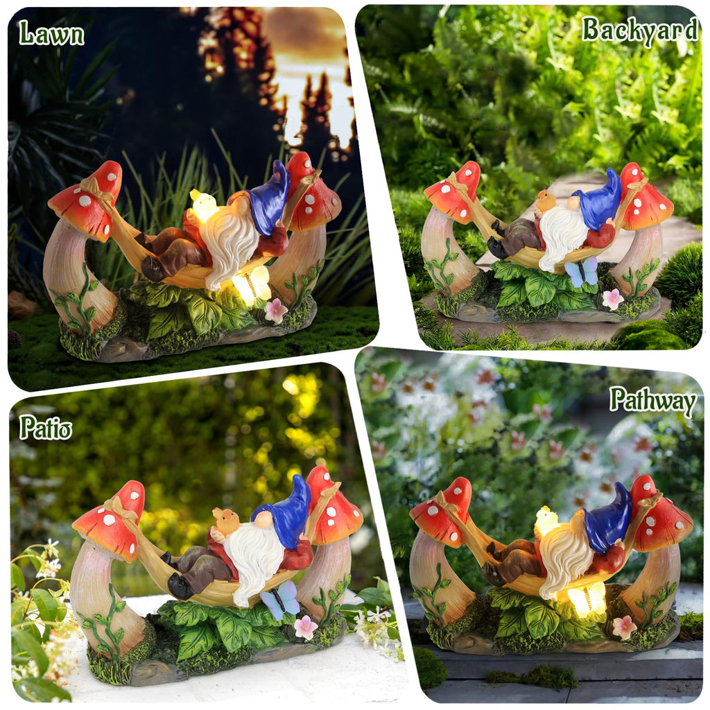 Outdoor Garden Gnome Statue,Solar Gnomes Figurine Birthday Gifts for Mom