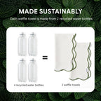 RECYCO Waffle Kitchen Towel Set of 2 - Quick Dry Microfiber Sustainable Dish Towels - Ultra Absorbent Reusable Cleaning Tea Towels - Lightweight Hand Towels,16”x 28”, Lorden Green