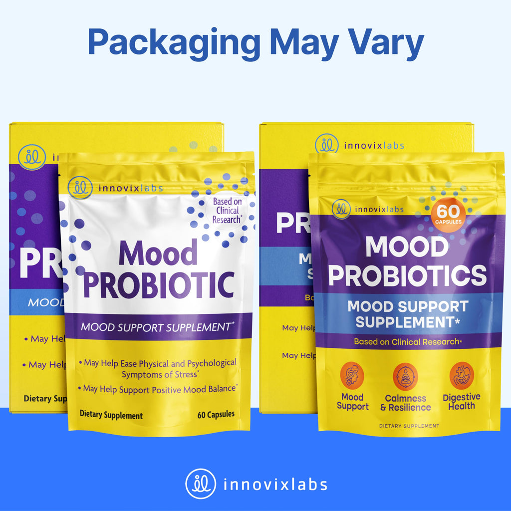 InnovixLabs Mood Probiotic for Women & Men, Clinically Studied Digestive & Mood Support Supplement, Lactobacillus helveticus Rosell-52ND & Bifidobacterium longum Rosell-175, 60 Capsules (Pack of 2)