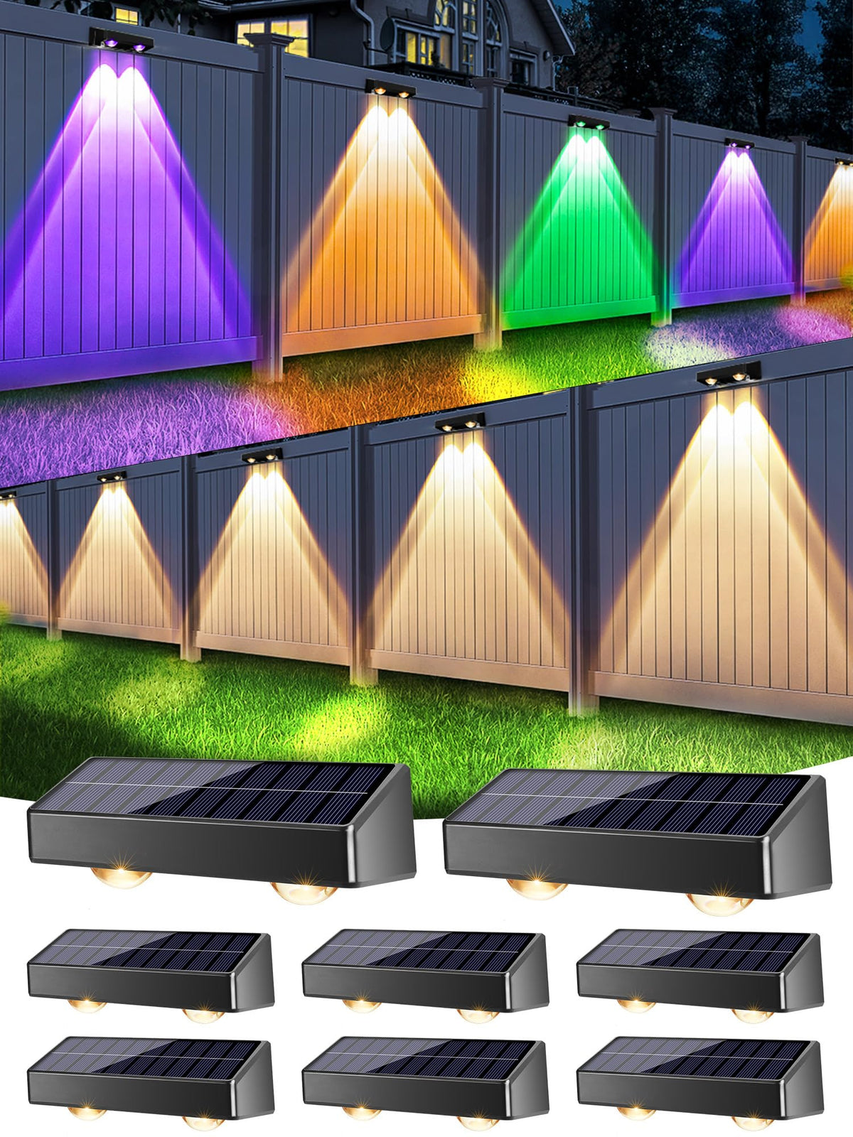Brizled Halloween Fence Lights Solar Powered, 8 Pack Color Changing Lights