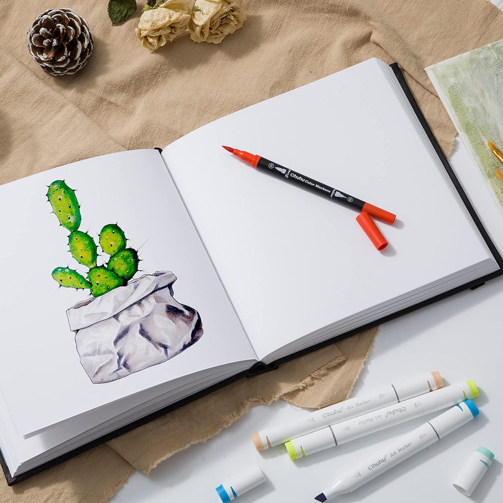 Ohuhu 8.3"x8.3" Mix Media Pad Art Sketchbook 78 Sheets for Painting Drawing