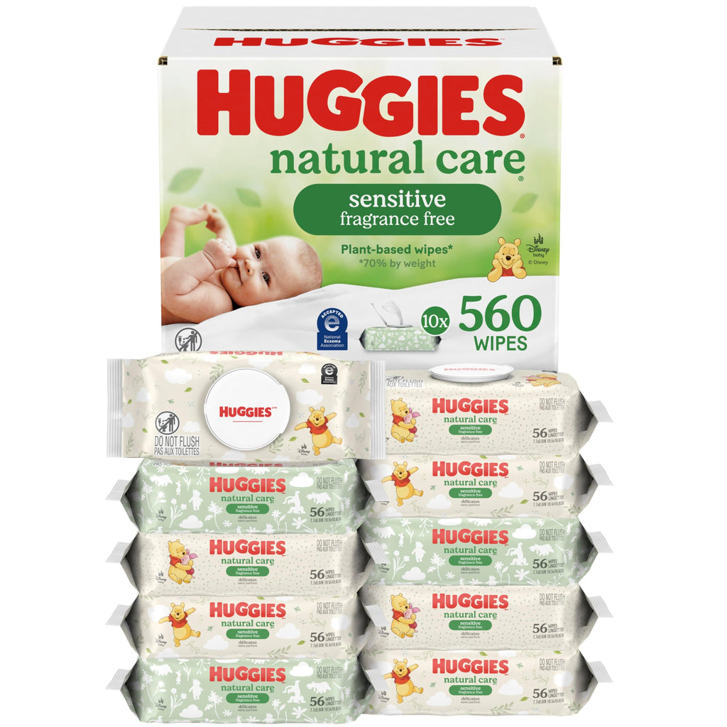Huggies Natural Care Sensitive Baby Wipes, Unscented, 10 Packs, 560 Wipes