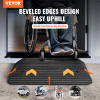 VEVOR 3" Rise Rubber Threshold Ramp, 35.6" Wide Wheelchair Ramp Doorway, Natural Curb Ramp, 33069Lbs Load Capacity, Non-Slip Textured Surface Rubber Curb Ramp for Wheelchair and Scooter