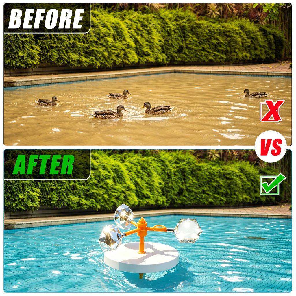 Mqiielle Duck Deterrent for Pool Floating Reflective Bird Scare Device, Automatic Swinging, Keep Birds Ducks Away from Your Backyard, Pool, Boat and Garden Roof