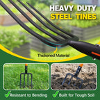 Pitch Fork for Garden, 4-Tines Garden Fork, 45-Inch Spading Fork, Heavy Duty Compost Digging Fork with Steel Handle and Enhanced D-handle, Orange