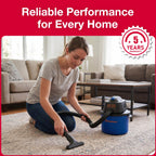 Koblenz Wet Dry Vacuum Cleaner, 2 Gallon 2.0 PHP, 60 CFM, 10 ft Reach, Twist-N-Lock Hose, Small Shop Vac, Portable Shop Vac for Home Car Garage Workshop, Accessories Included, Blue/Black, WD-2L