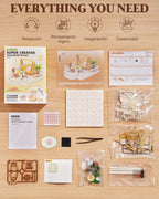 Rolife Super Creator Series Accessroies, DIY Mini Flower Garden Scenery Kit, Miniature Dollhouse Castle Building Kit's Part, Sunny Break Terrace Gift for Kids Adults Women