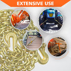 YATOINTO G80 Transport Binder Chain 5/16 Inch x 10 Foot Safety/Binder Chain with Clevis Grab Hooks 4,900 lbs Safe Working Load Logging Chain for Transporting Towing Tie Down Binding Equipment