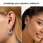 Ana Luisa Sphere Hoop Earring Dakota Styles Womens Earrings - Trendy 14K Gold Plated, Silver Rhodium Plated w/Blue Marble - Mini Huggie Hoop Earrings for Women Hypoallergenic & Tarnish-Free