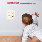 ENERLITES Screwless Decorator Wall Plates Child Safe Outlet Covers, Size 2-Gang 4.68" H x 4.73" L, Polycarbonate Thermoplastic, SI8832-LA-10PCS, Glossy, Light Almond (10 Pack)