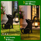 CabyGift Black Cat Solar Lights Outdoor, 2 Pack Cat Garden Decor