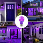 JAHEKS Purple Light Bulbs for Outdoor Porch, 9W(60W Equivalent) E26 Base LED Purple Bulb for Halloween Christmas Wedding,Party,Bar,Holiday Lighting,Home Decor, 2-Pack