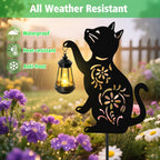 Solar Cat Hanging Lantern Outdoor, 2 Pack Black Cat Solar Lights, Cat Lover Gifts for Women Mom Grandma Birthday Mother's Day, Waterproof Garden Ornaments Decor Outside Backyard Patio Pathway