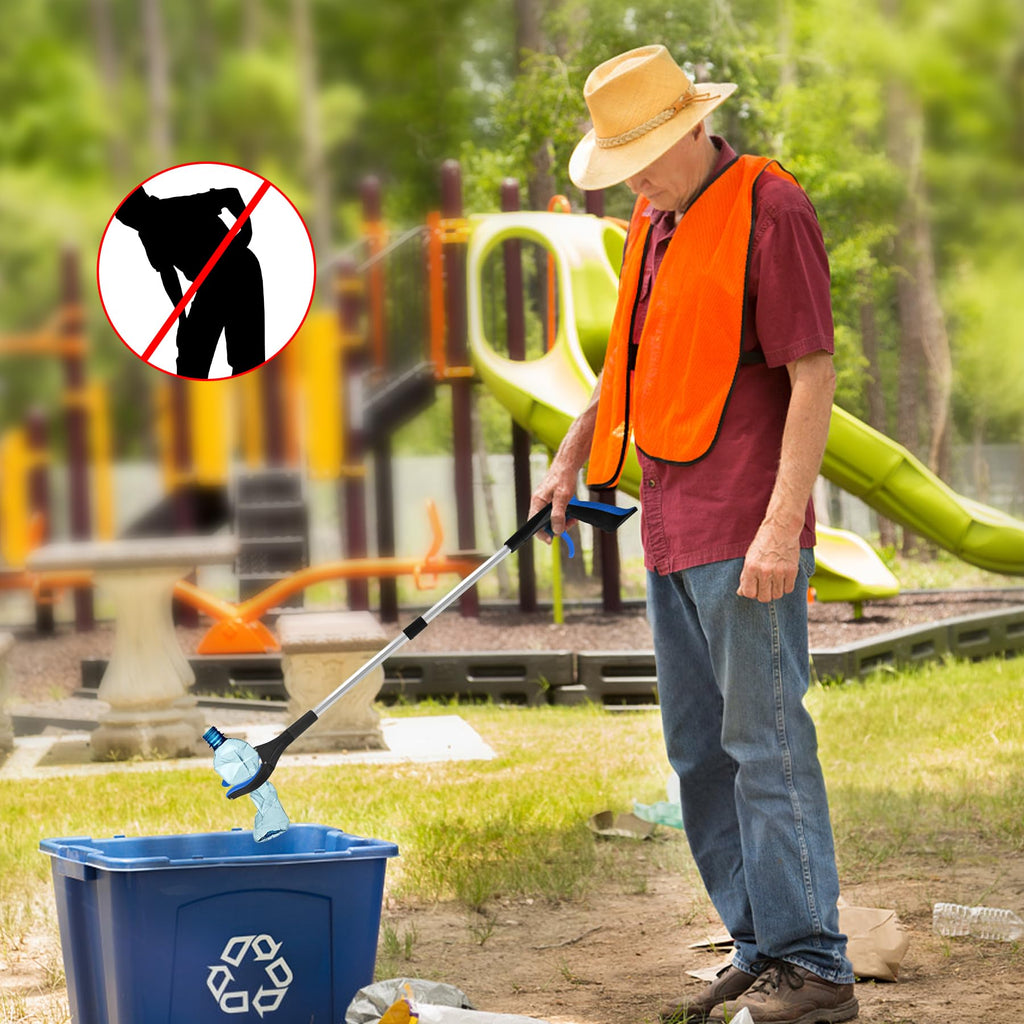Tottist 2 Pack 32 Inch Commercial Trash Grabber for Elderly Assist, Heavy Duty Lightweight Reacher with Ergonomic Handle & Non-Slip Grip, Multi-Use Outdoor Home Garden Cleanup Mobility Aid Tool