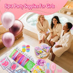 VESPRO 110PCS Spa Party Supplies for Girls, Spa Day Kit Include Face Masks Skincare, Hand Cream, Lip Balm, Under Eye Patches, Mini Hair Brush, Spa Birthday Sleepover Party Supplies for Teen Girls