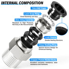 TAILONZ 1/4" Tube OD x 1/4" MNPT Straight Push to Connect Fitting 10Pcs