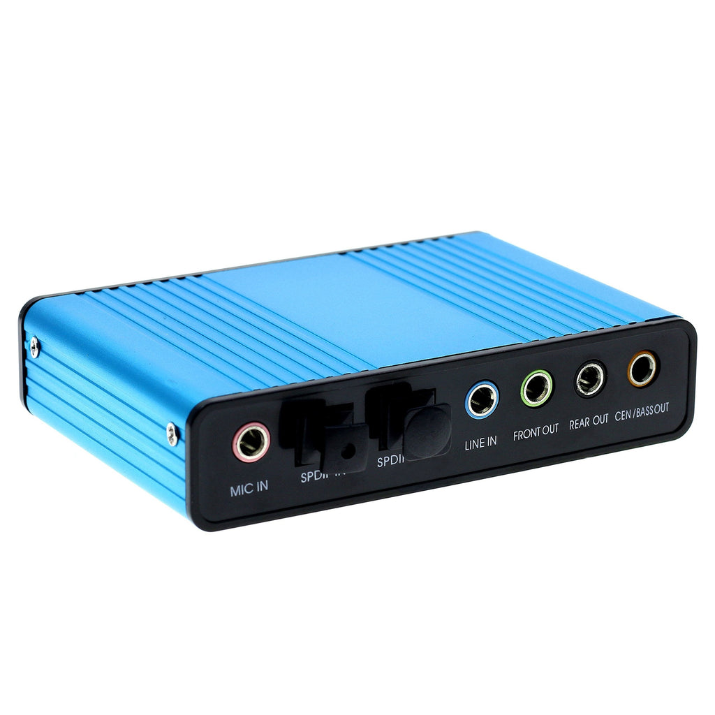 Optimal Shop USB 2.0 External Sound Card 6 Channel 5.1 Surround Adapter Audio S/PDIF for PC -Blue