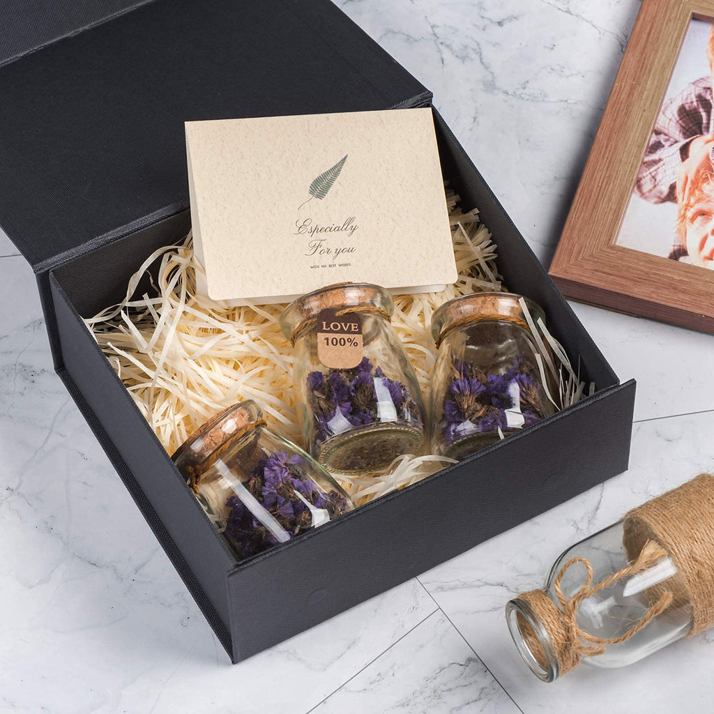 LIFELUM Gift Box 2 Pack 8 x 7 x 3 Christmas Gift Boxes with Magnetic Lid Rose Gold Gift Box with Ribbon Sturdy Storage Box for Presents Contains Card, Ribbon, Shredded Paper Filler