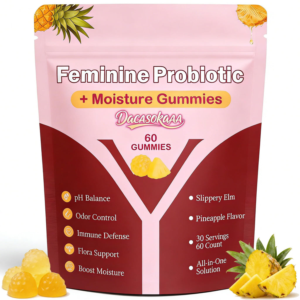 dakasokaaa 2 Pack - Slippery Kitty Gummies | her Juicy Feminine probiotics Gummies | Support pH Balance & Digestive Health, Slippery Elm for Women | 60 Count | Pineapple Flavor