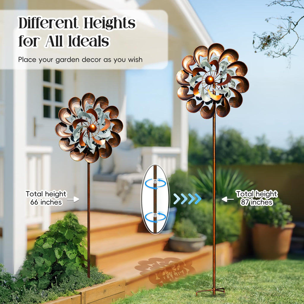 Pure Echo Large Wind Spinners Outdoor - 84" H Kinetic Metal Garden Decor
