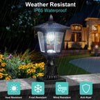 Solar Post Lights, 6000K Dusk to Dawn Solar Lamp Post Light with Pier Mount Base, Solar Post Lights Outdoor Waterproof for Garden Yard Landscape Pole Pillar, Outside Decorative Lamp(Cool White)