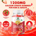 VCCHUYH Calcium Citrate Gummies 1200mg, Chewable Calcium Supplements for Women & Men, Sugar Free Calcium Gummies for Bone, Muscle & Immune Support, Strawberry Flavor 120 Count