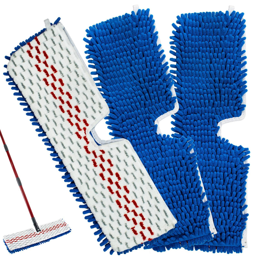 Mop Heads Replacements for Ocedar 3-Action Microfiber Flip Mop, 3 Pack Double Sided Mop Replace Head Mop Refills with Microfiber & Chenille for Dry Wet Use, Reusable, Machine Washable