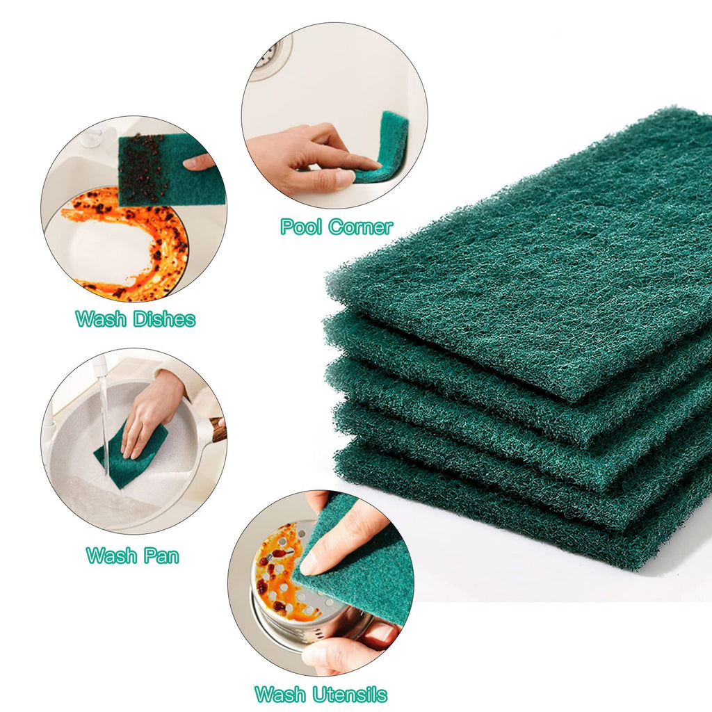 GUEICN Heavy Duty Scour Pads Sponge Dish Scrubber Non-Scratch Green Reusable Household Scrub Pads for Kitchen and Dish Cleaning Tool (20Pcs Sponge+3Pcs Clean Towel)