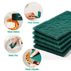 GUEICN Heavy Duty Scour Pads Sponge Dish Scrubber Non-Scratch Green Reusable Household Scrub Pads for Kitchen and Dish Cleaning Tool (20Pcs Sponge+3Pcs Clean Towel)