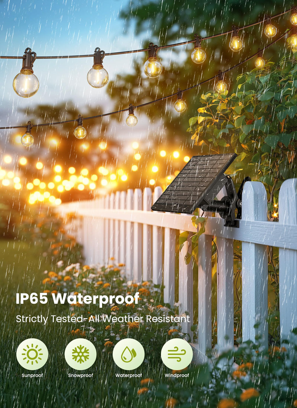 Brightown 75FT Solar String Lights Outdoor Waterproof with Remote, Solar Patio Lights with 35 Shatterproof LED Bulbs, 3 Light Mode, Dimmable & Timer, Hanging String Lights for Porch Garden Bistro