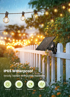 Brightown 75FT Solar String Lights Outdoor Waterproof with Remote, Solar Patio Lights with 35 Shatterproof LED Bulbs, 3 Light Mode, Dimmable & Timer, Hanging String Lights for Porch Garden Bistro