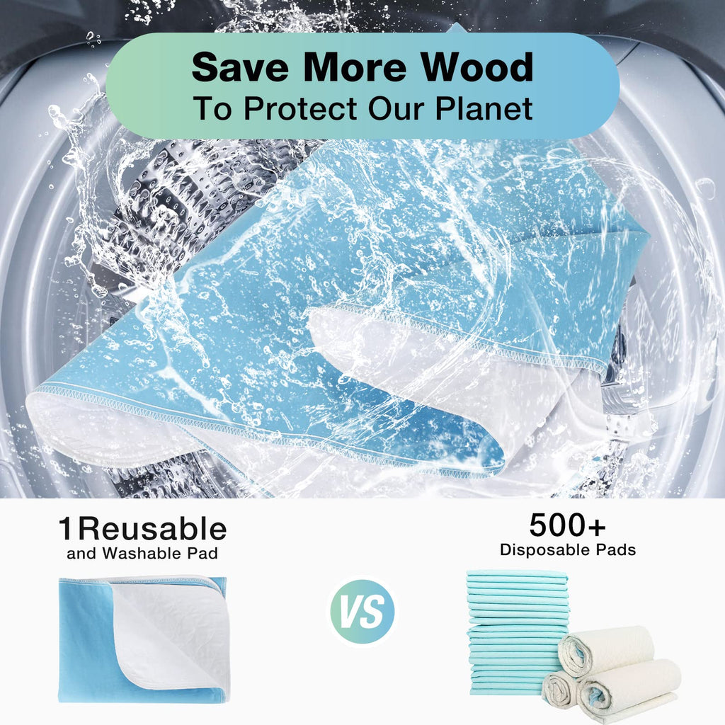 SOLOSHINE Washable Waterproof Underpads, 24" x 18" (3 Pack) Heavy Absorbency Reusable Incontinence Pads for Chair, Bassinet, Crib, Car Seat, Sofa, Wheelchair